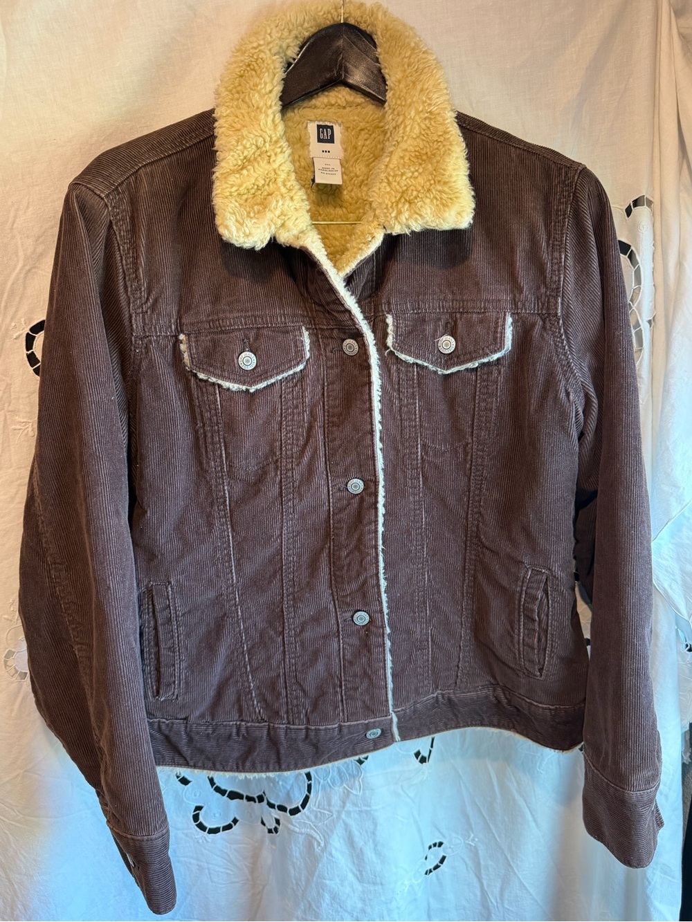 GAP XXL Brown Corduroy Sherpa Lined Trucker Jacket Y2K Workwear Western